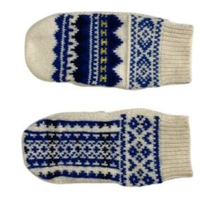 Polo Ralph Lauren ivory blue kid's gloves wool blend
